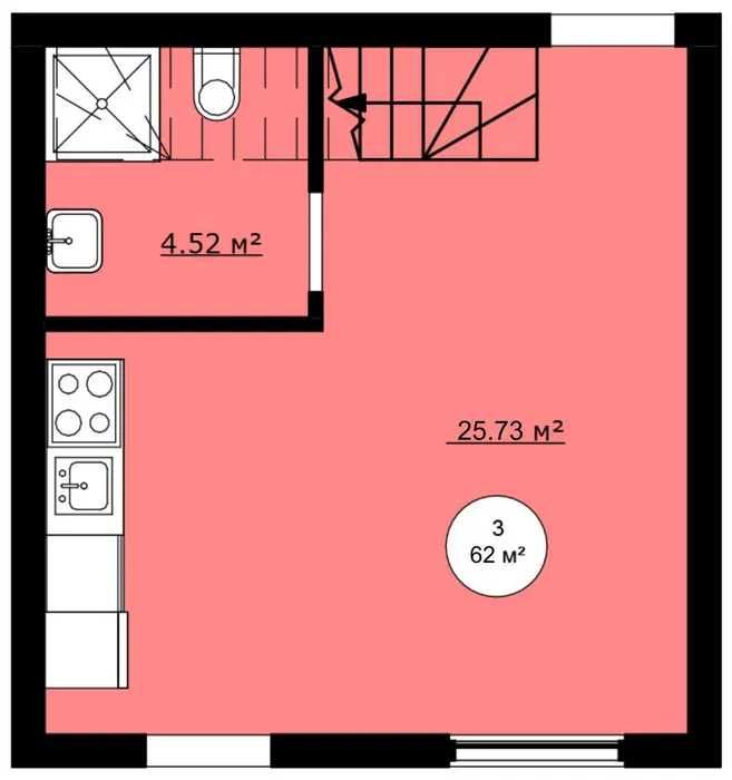 Таунхаус з Документами, 62 м2, 2 паркомісця, Двір 100 м2, Газ, Котел.