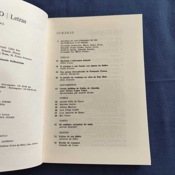 Revista Colóquio Letrsa 84 - Março 1985