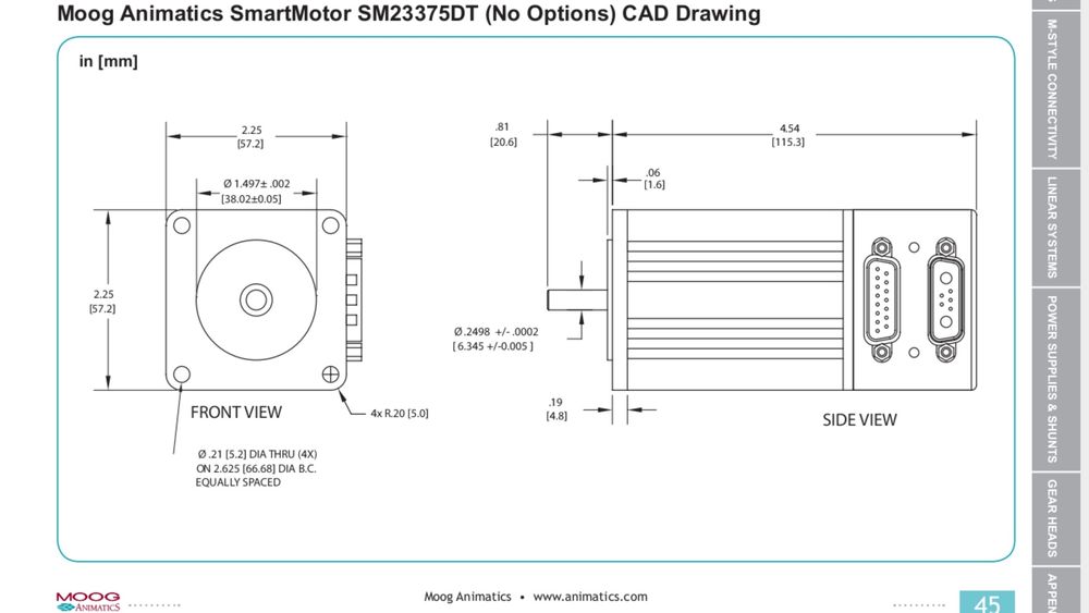 Сервопривід (сервопривод) Moog animatics sm23375dt-brk-dn
