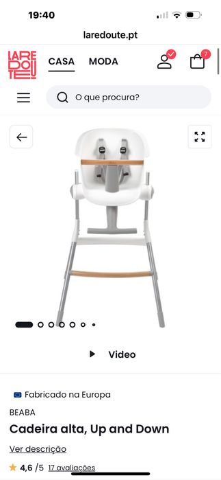 Cadeira refeição bebé Beaba pouco uso