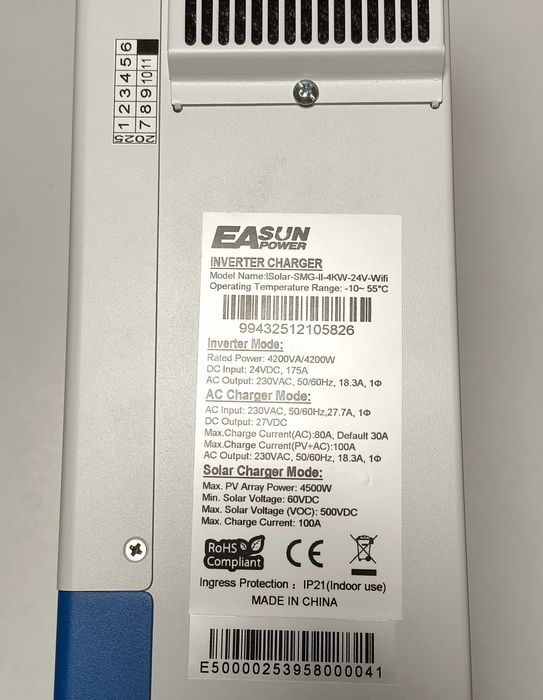 Гібридний сонячний інвертор Easun 4000W 24V ( SMG-IIІ-4KW-24V-WIFI )