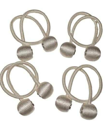 Dekoracyjne klamry opaski magnesy do zasłon białe perłowe 4 szt