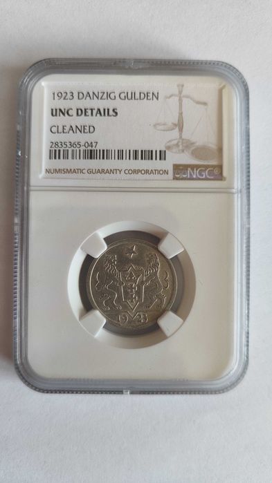 Moneta w gradingu: 1 gulden 1923, Wolne Miasto Gdańsk, NGC UNC DETAILS