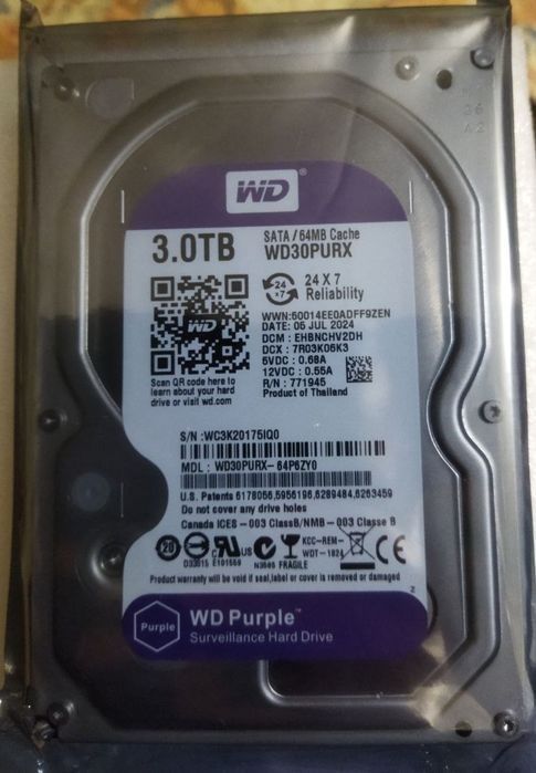 Жорсткий диск WD Purple 500Gb, 1TB, 2TB, 3TB, 4TB, 8TB