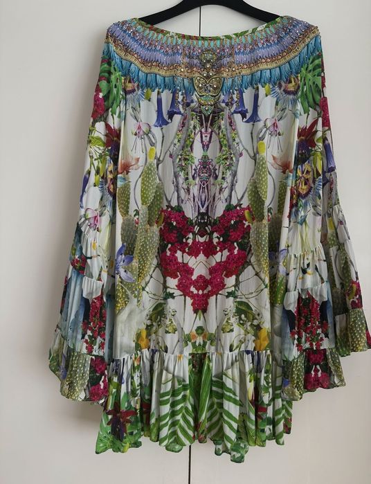 Camilla jedwabna mini sukienka z kryształami