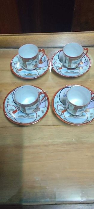 4 chavenas e pires cafe japonesas casca de ovo antigas vintage