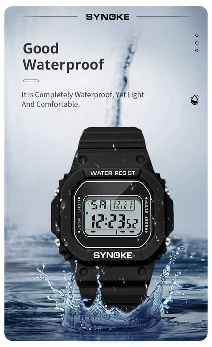 Zegarek elektroniczny męski Synoke sportowy stoper retro PRL WR50