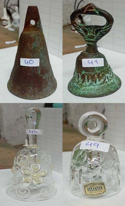 Coleção de Sinetas/sinos Raras em Bronze, Latão Maciço & Cristal Atlantis (27 Peças)