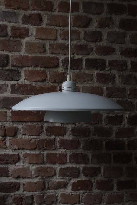 Biała duńska lampa wisząca space age vintage mid century