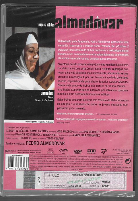 Pedro Almodóvar. Negros Hábitos. (selado)