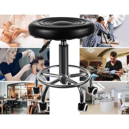 Stołek fryzjerski czarny regulowany na kółkach