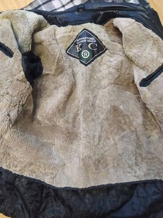Куртка теплая,кожаная, со съемной подстежкой из овчины, 4XL,рост 190