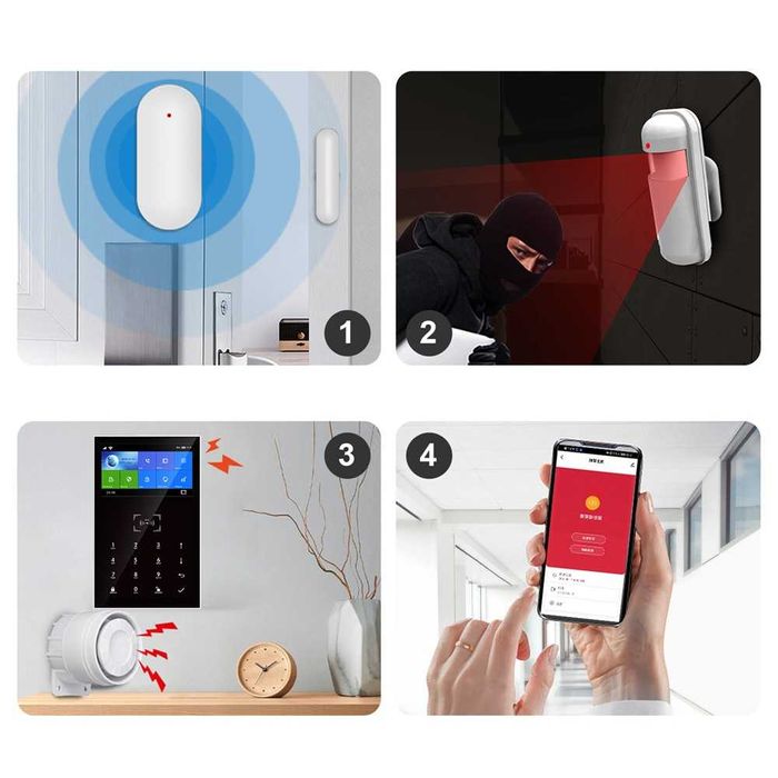 Bezprzewodowy Alarm Lcd 4.3' Gsm Wifi Tuya Polski Pg109T