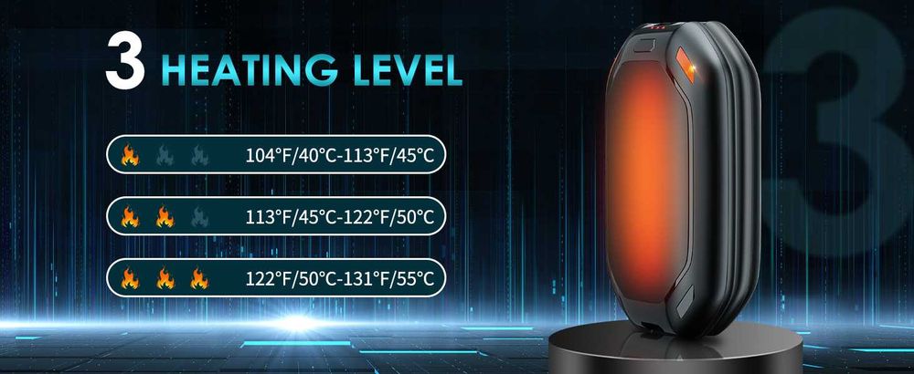 Fim das mãos geladas! Aquecedor mãos USB 3 potências 40 - 55 °C NOVO