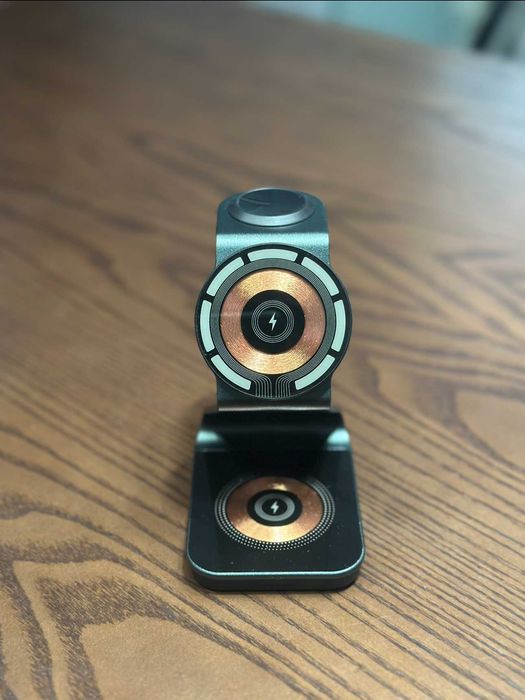 Магнітна зарядна станція 3 в 1 MagSafe 15W алюміній для iPhone Watch AirPods