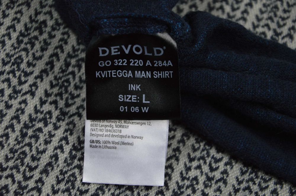 Devold Kvitegga 100% wełna merino męska longsleeve dwustronna - L