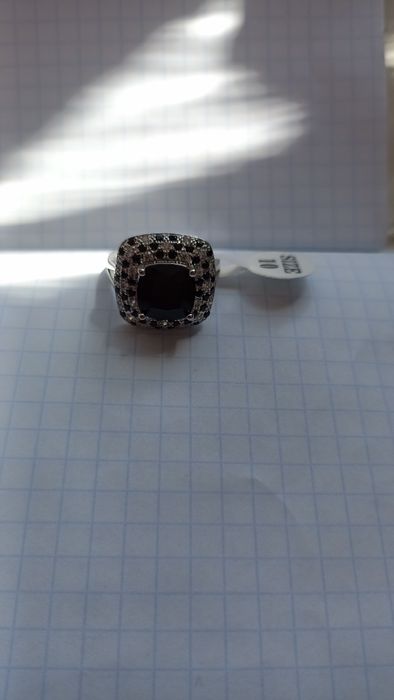Кольцо 925 проба с черным камнем