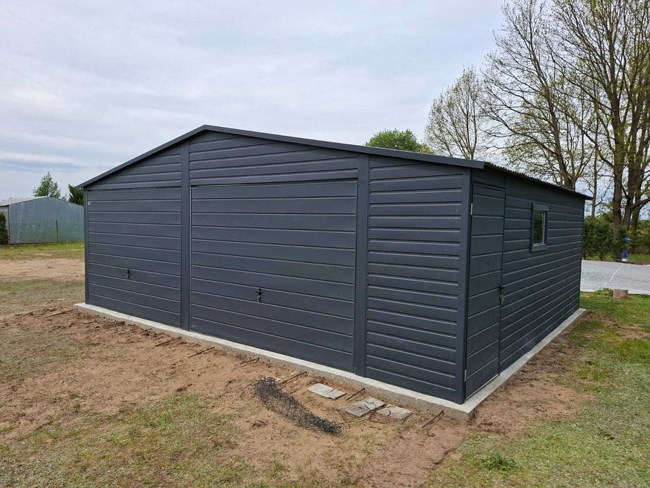 Garaż Blaszany Blaszak Wzmocniony PREMIUM 6x6 m Grafit Złoty Dąb Orzech Garaże blaszane 6x6 7x6 8x6 9x6 PRODUCENT