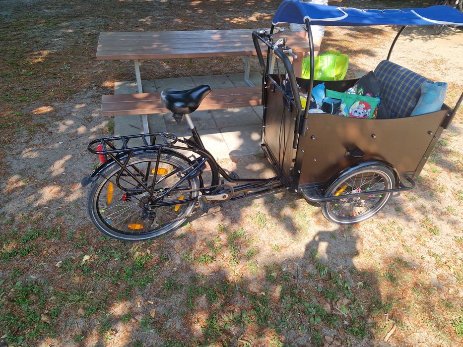 Rower riksza gondola cargo dla dzieci transportowy cargo