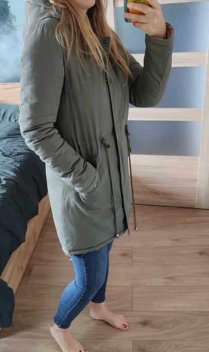 Kurtka damska parka khaki różowa rozmiar S rozmiar M