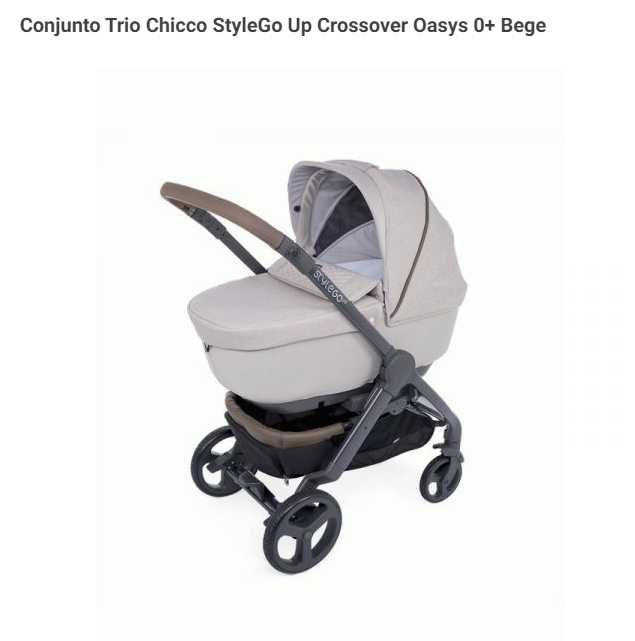 Conjunto Trio Chicco StyleGo Up Crossover Oasys 0+ Bege (Bom estado)