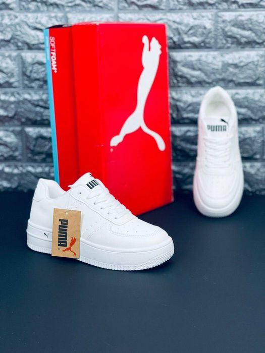 Кеды женские Puma белые/ кроссовки на весну кожаные женские/ пума кожа