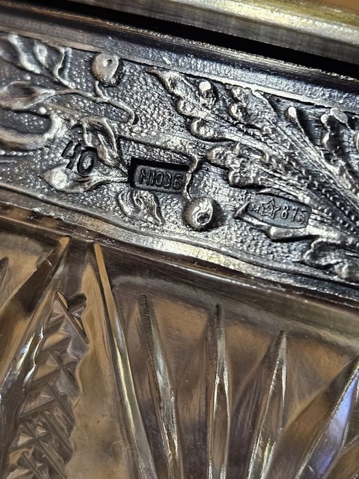 Цукерниця,срібло 875*,кришталь