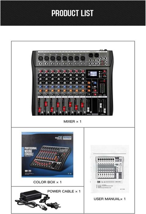 Profesjonalny mikser 8-kanałowy Bluetooth Efekt USB 48V DX8