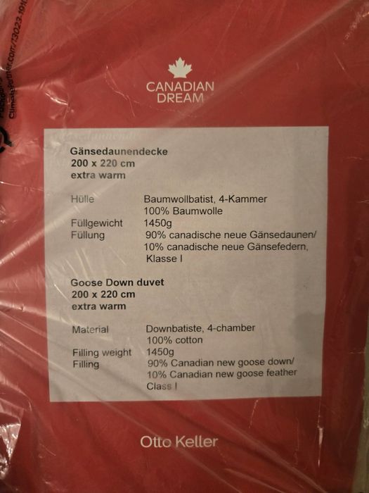 Біла пухова ковдра Canadian