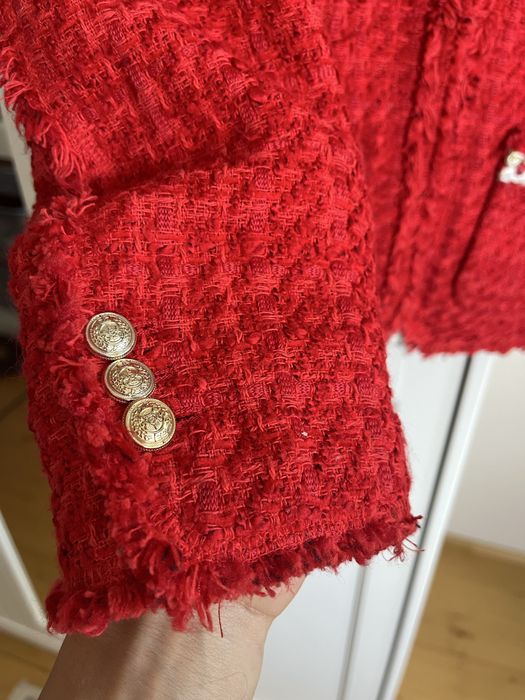 Твідовий піджак червоного кольору Zara розмір М