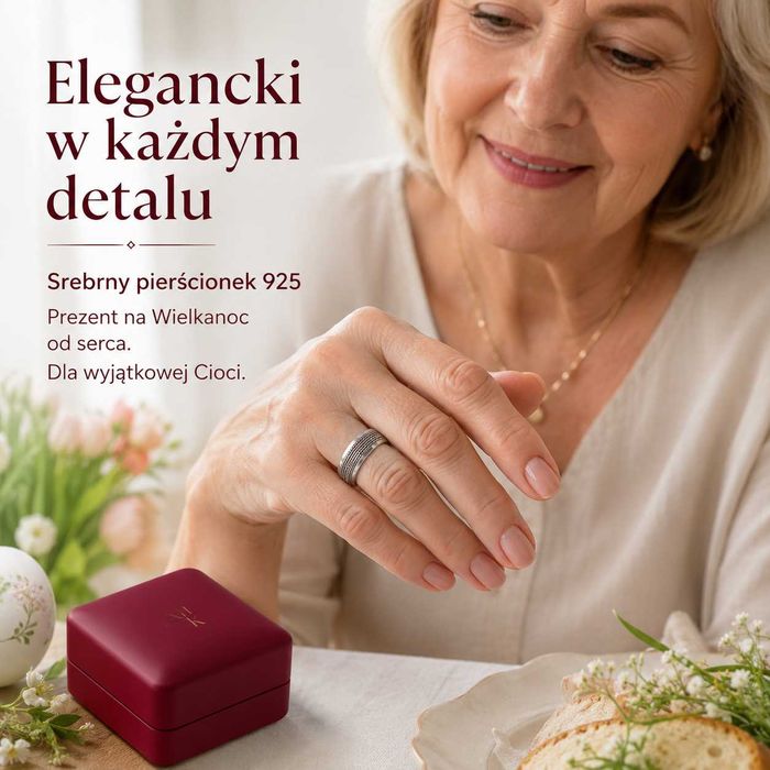 Pierścionek srebrny szeroka pleciona obrączka