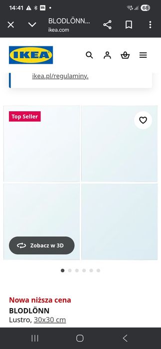 Lustro blodlonn z ikea 30x30cm