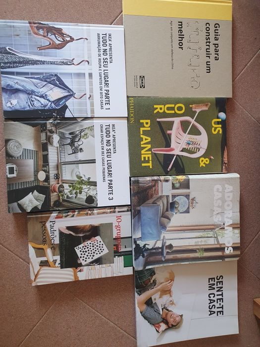 Livros decoração,  arrumação e sustentabilidade