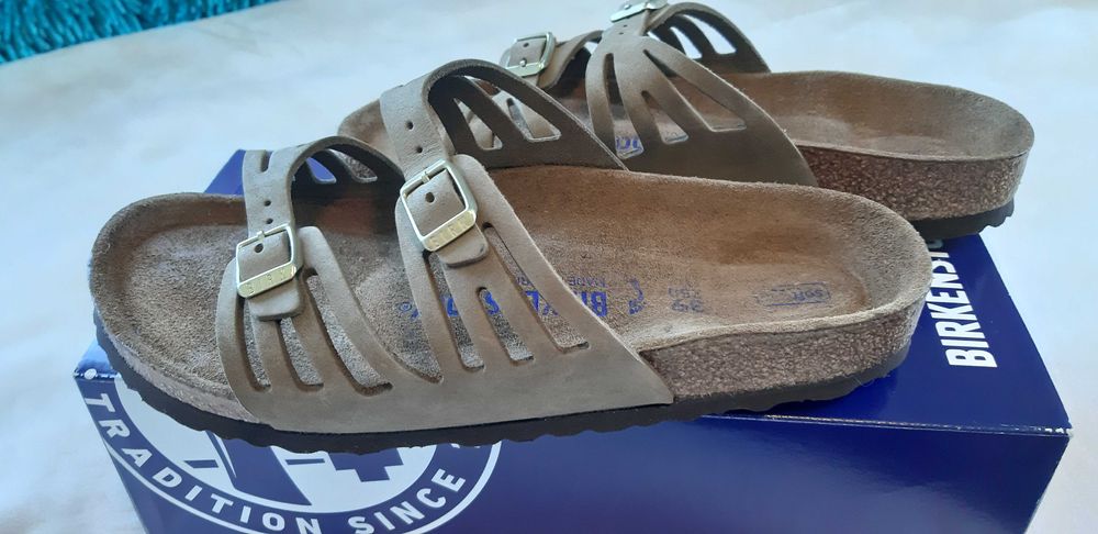 BIRKENSTOCK Klapki Granada Faded Khaki 39, skóra, nowe