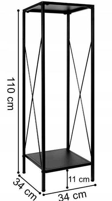 Stojak Metalowy na Drewno Kominkowe Opałowe do Kominka Wysoki Loft Czarny 110x34cm