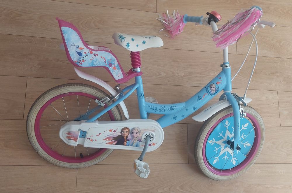 Rowerek dziecięcy Frozen 16" zawieszki i dzwonek GRATIS