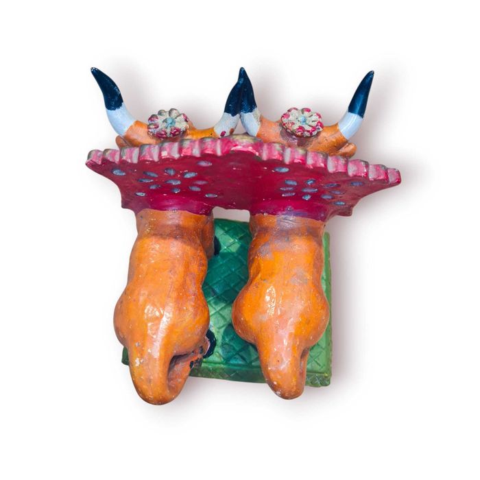 Par Bois c/ Canga Decorativa – Assinado Julia Cota – 20 cm