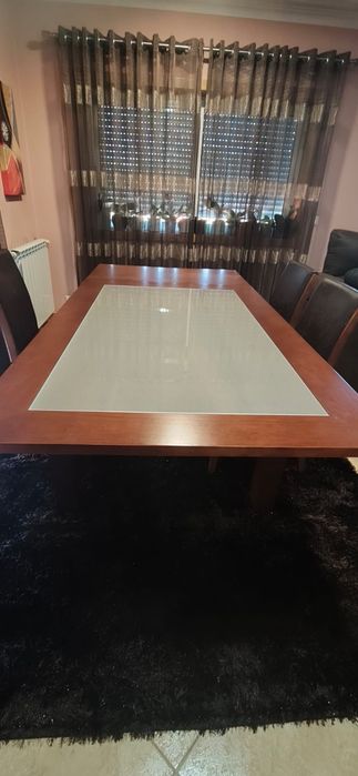 Mesa Cerejeira vidro temperado  + 4 Cadeiras
