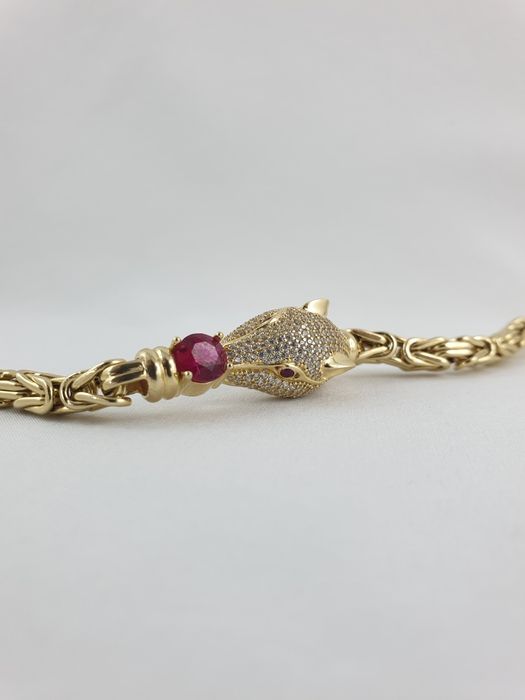 Luksusowa damska bransoletka królewska pantera Au.585