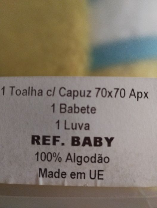 Conj toalha c/ capuz, babete e luva