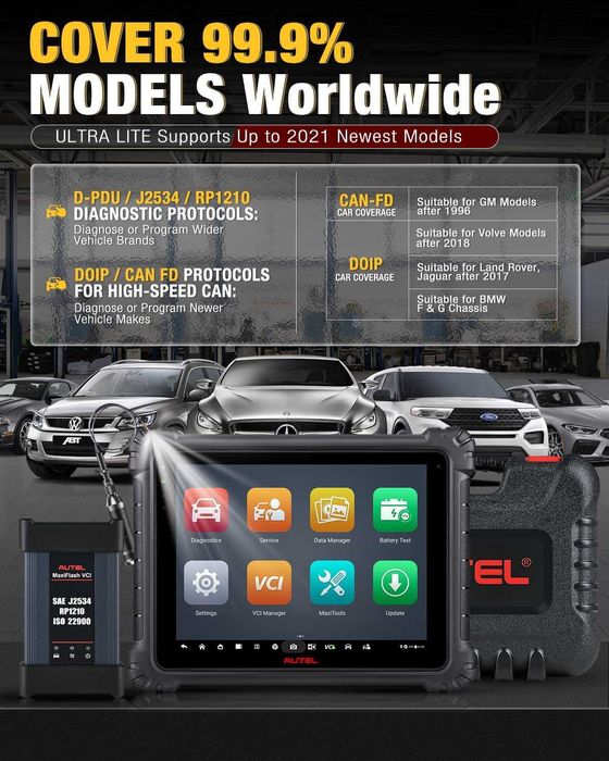 Máq. Diagnóstico auto Autel Ultra Lite Topo gama 2 anos atualiz/grátis