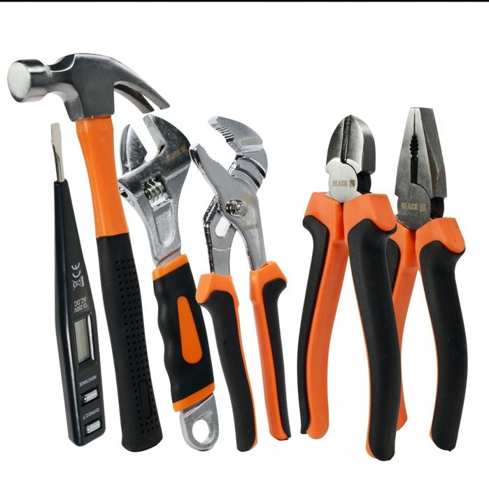 walizka narzędziowa 100el black – zestaw kluczy, bitów, młotek, szczyp