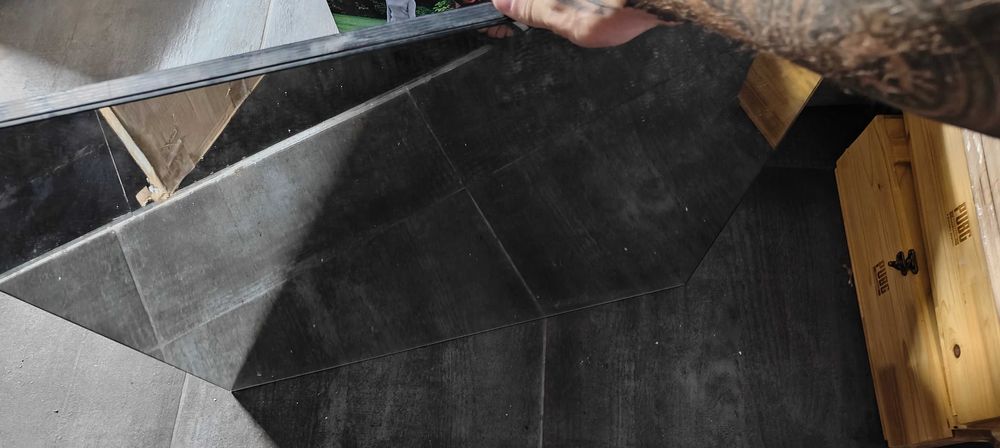 Espelho 80x80 com moldura madeira