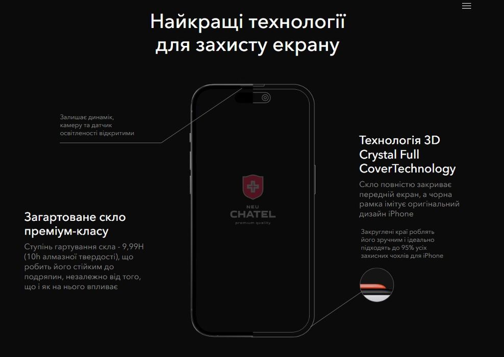 Захисне скло NEU Chatel для iPhone | Всі моделі