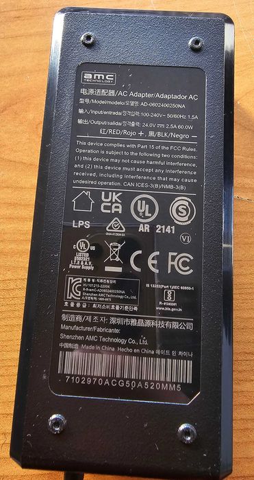Zasilacz 24V DC 2,5A 60W 100-240V NOWY LED 1szt.