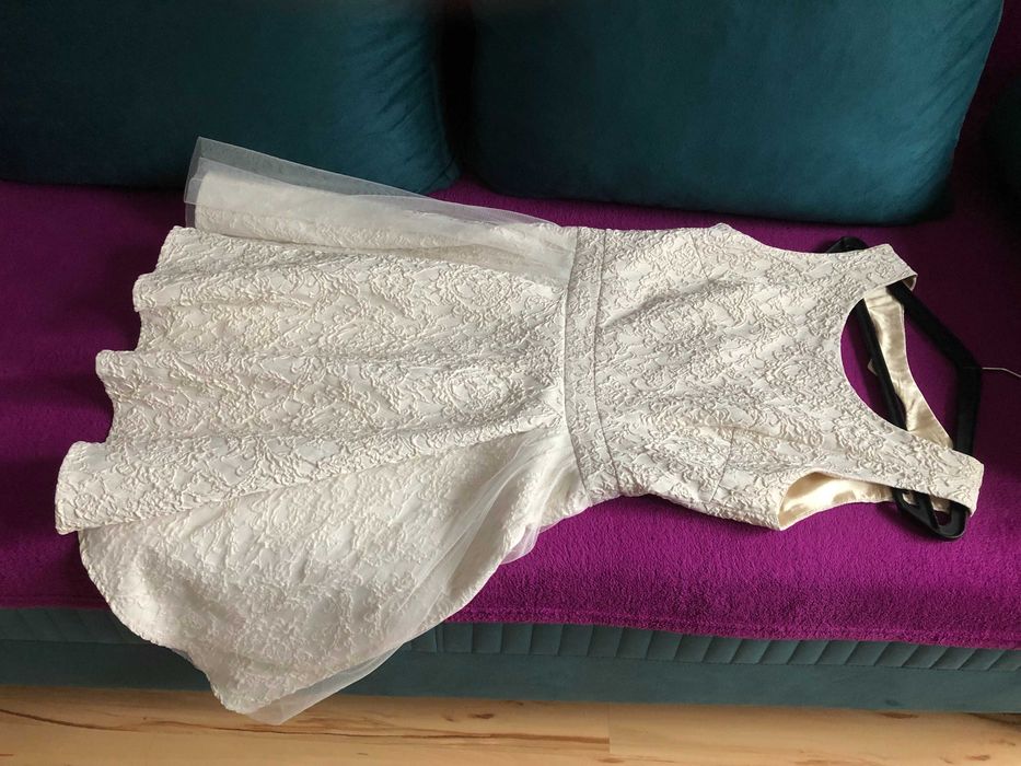 Piękna biała/ecru rozkloszowana sukienka INSIDE (rozm. M/L)