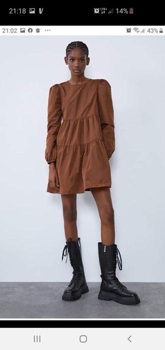 Sukienka ZARA S czekoladowy