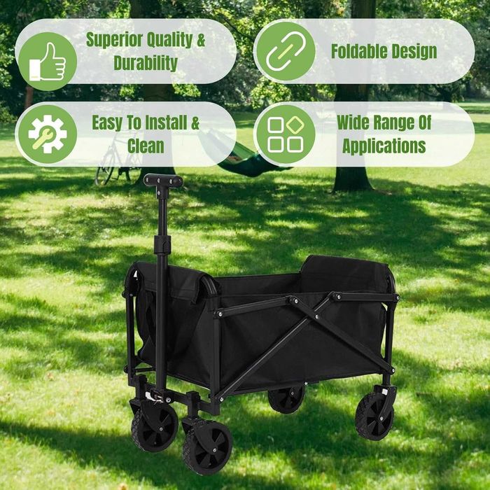 Carrinho de Camping Dobrável com Rodas| Trolley de Transporte Portátil para Praia, Jardim, Pesca e Compras | Wagon Dobrável para Exterior
