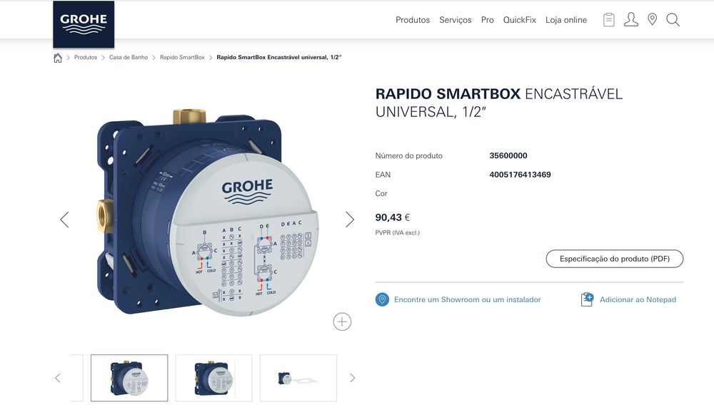 Elemento encastrável Rápido Smartbox, Grohe