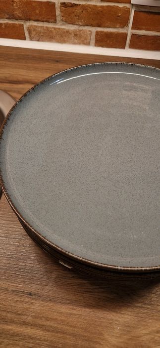 Serwis obiadowy, zestaw talerzy kubków porcelana niebieski Ambition